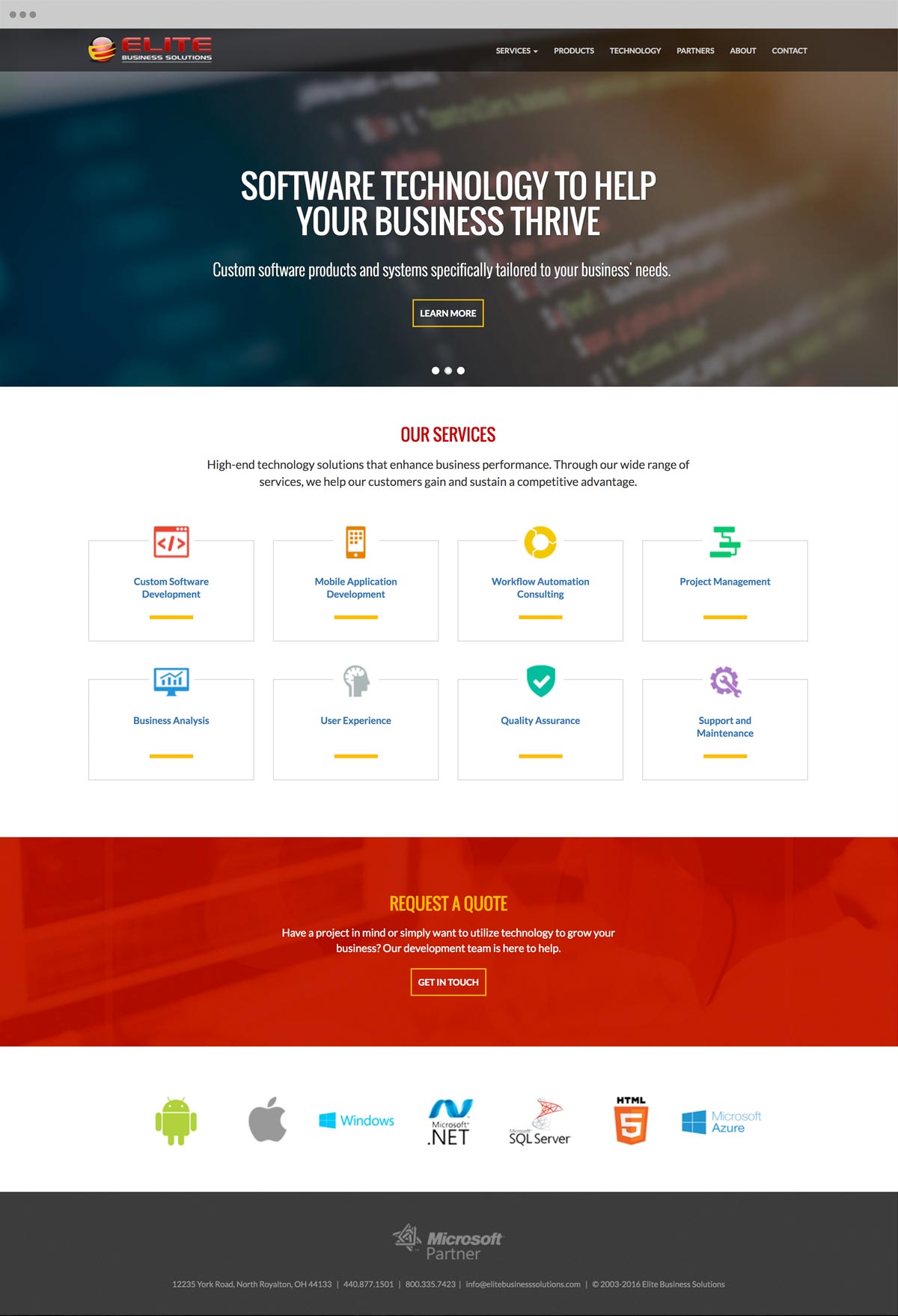 Website design for Elite Business Solutions
